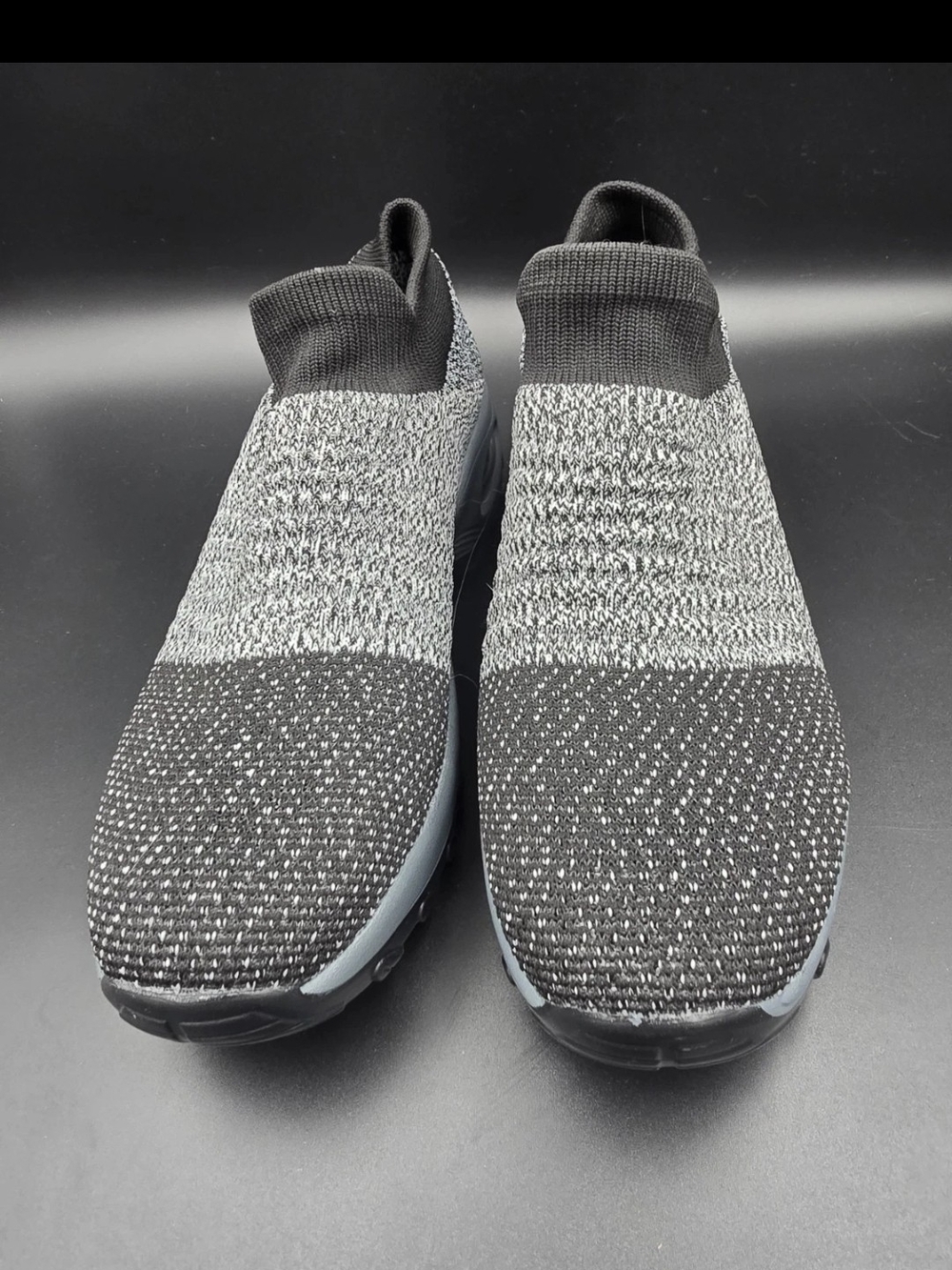 Women's Slip-On Knit Sneakers - Black and Gray